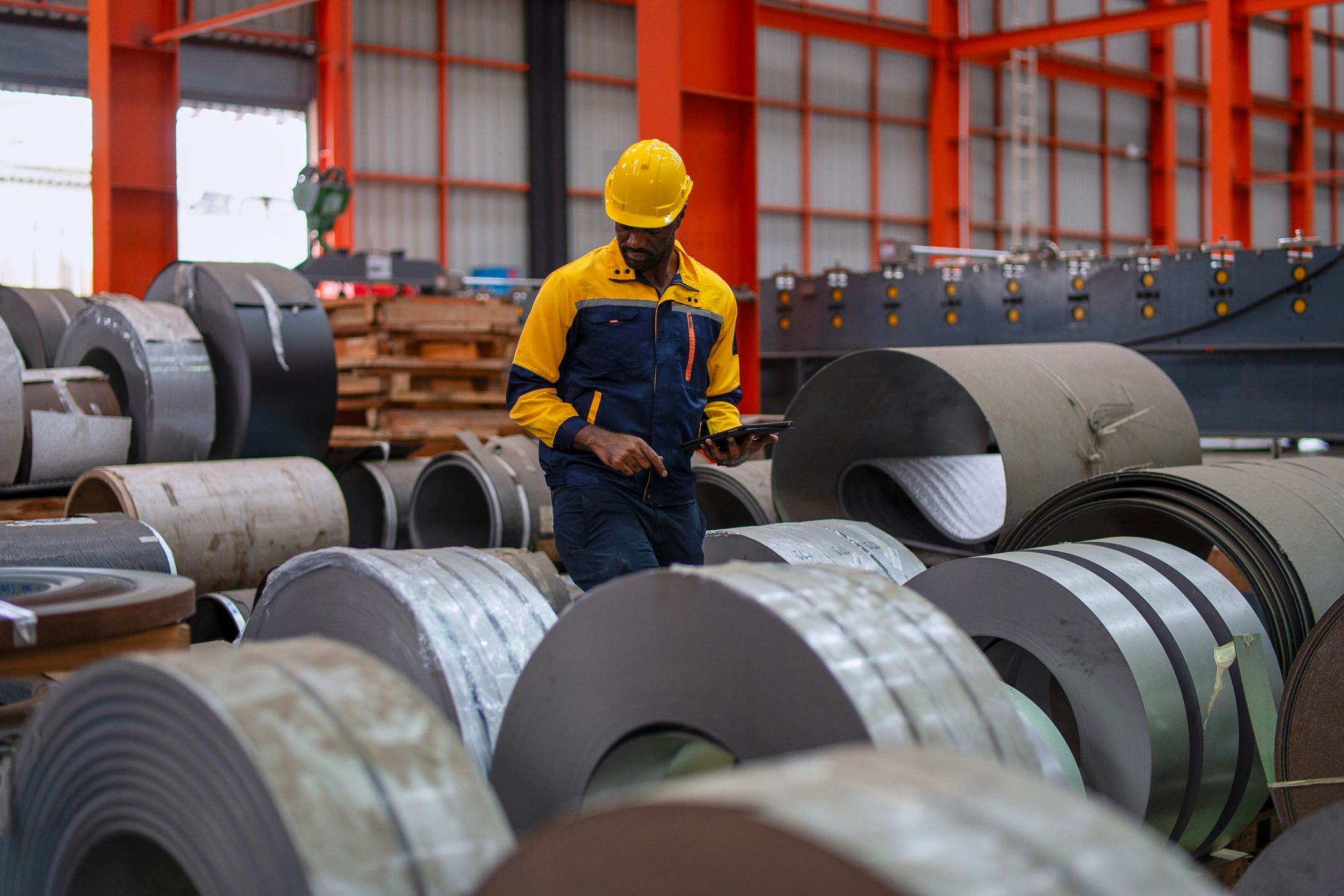 Industrial worker in a manufacturing environment
